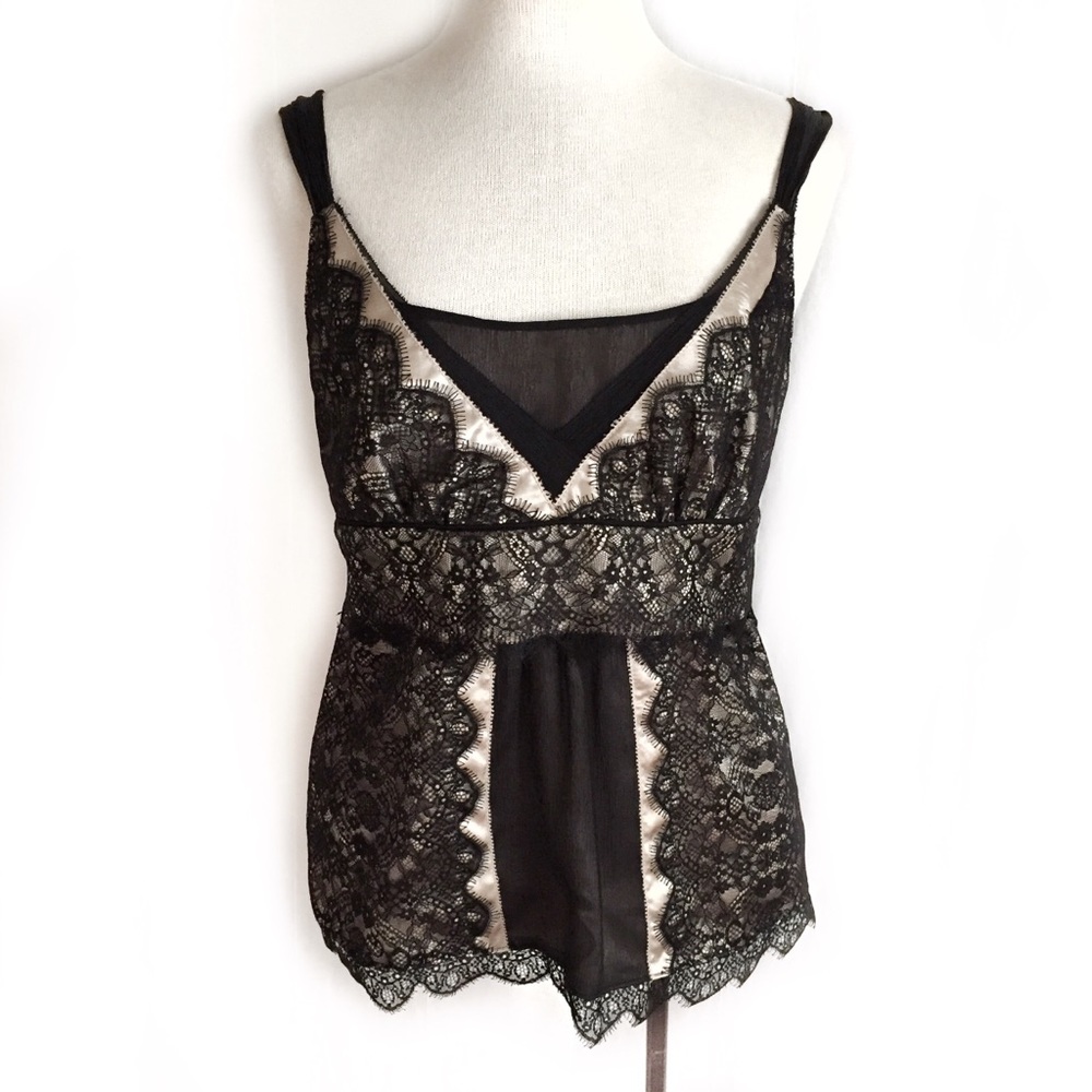 Ann Taylor Black Lace Overlay Top